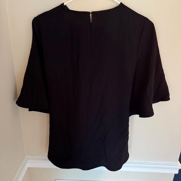 ZARA Women’s NWOT Size Small Keyhole Front Short Bell Sleeve Black Wrap Side Top - Picture 3 of 7